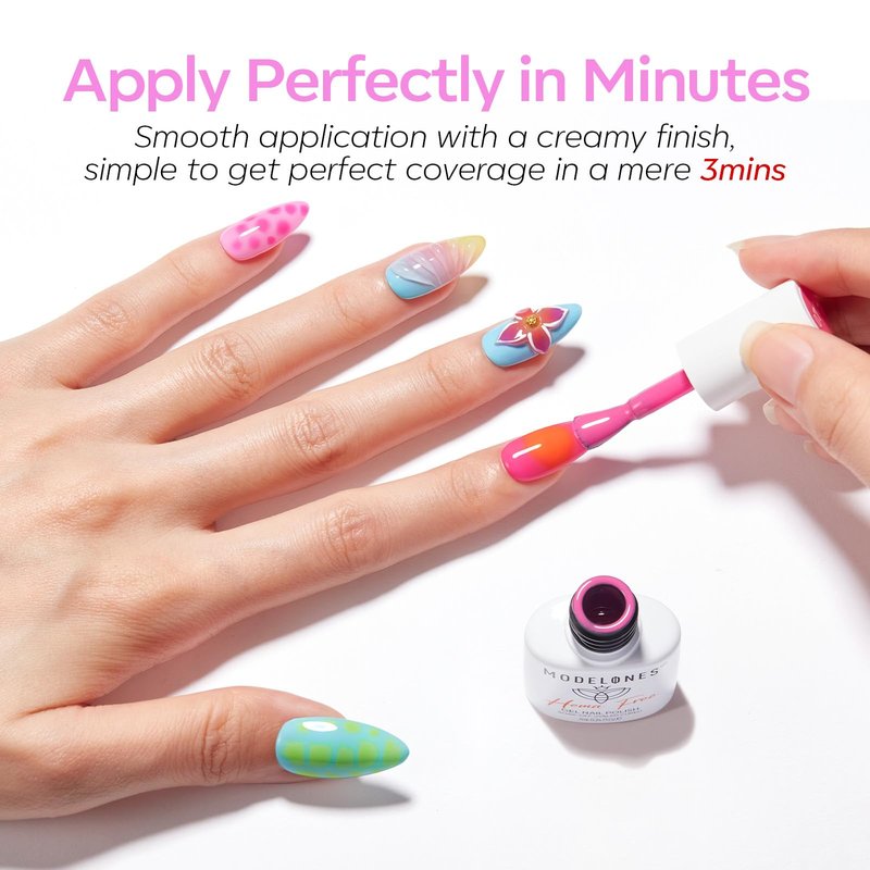 modelones Jelly Neon Gel Nail Polish Set, Hema-Free Summer LGBT Neon Hot Pink Orange Blue Yellow Green Purple 6 Colors Bright Sheer Translucent Effect Rainbow Gel Polish Kit LED Nail Art Gift Salon