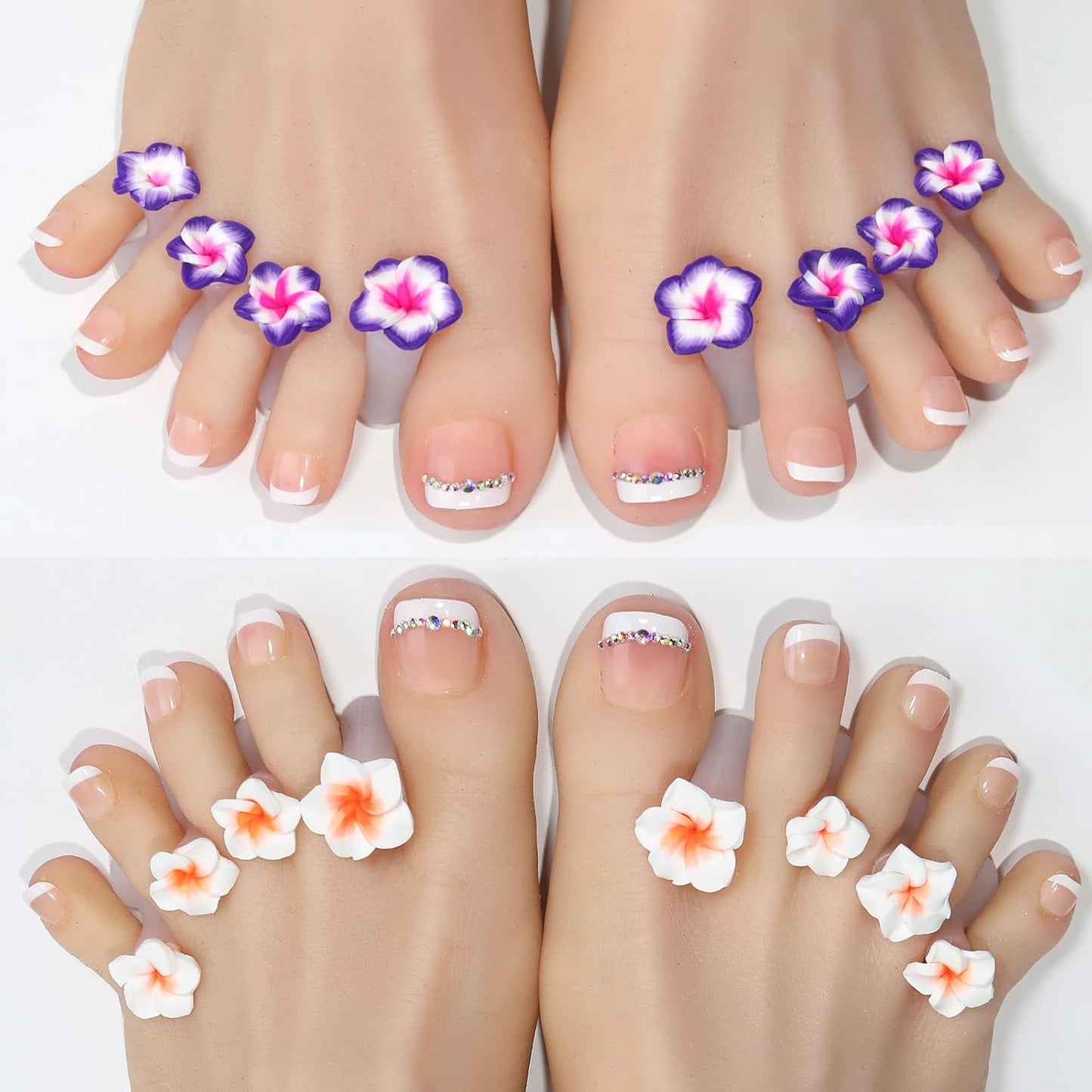 Skiennix Toe Separators - Colorful Silicone Flower Design for Perfect Pedicures | 32 Pieces