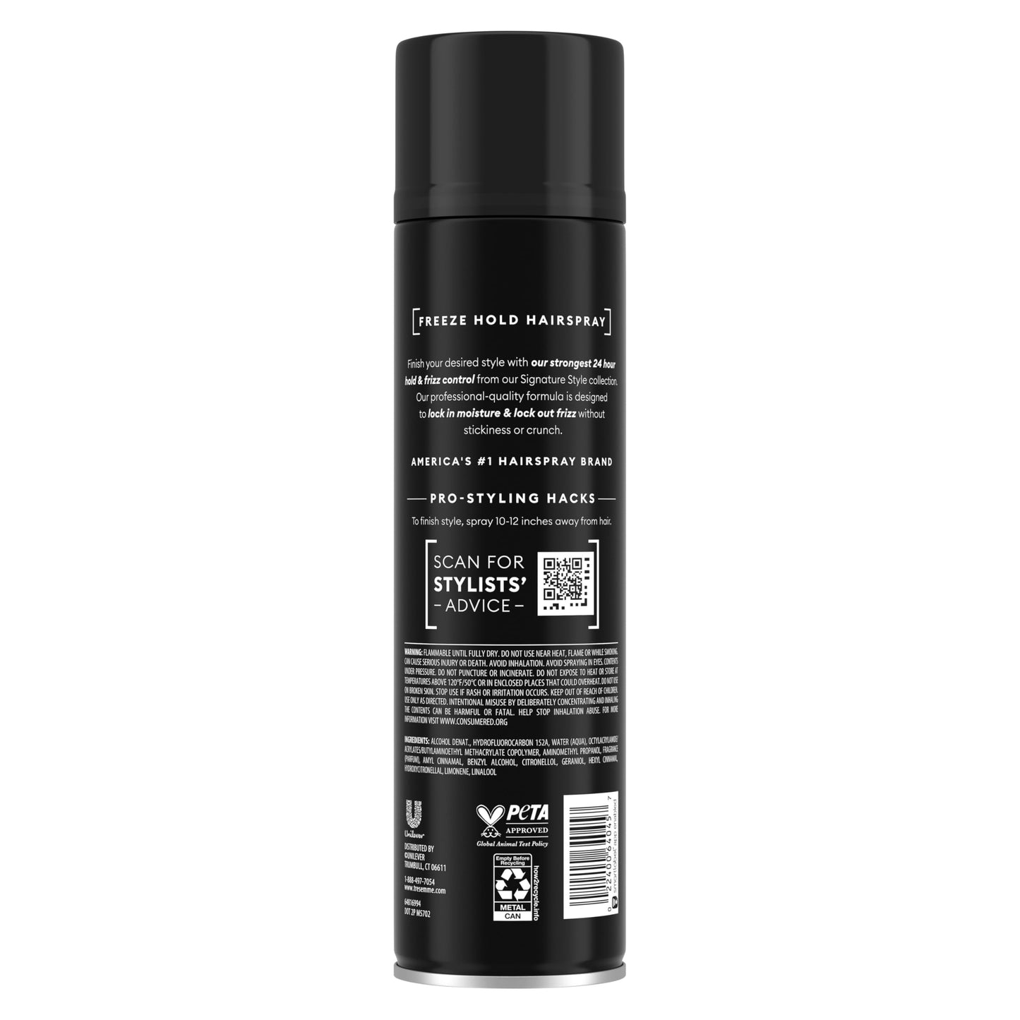 TRESemmé Hairspray Freeze Hold for 24-Hour Frizz Control and All-Day Humidity Resistance 11 Fl Oz