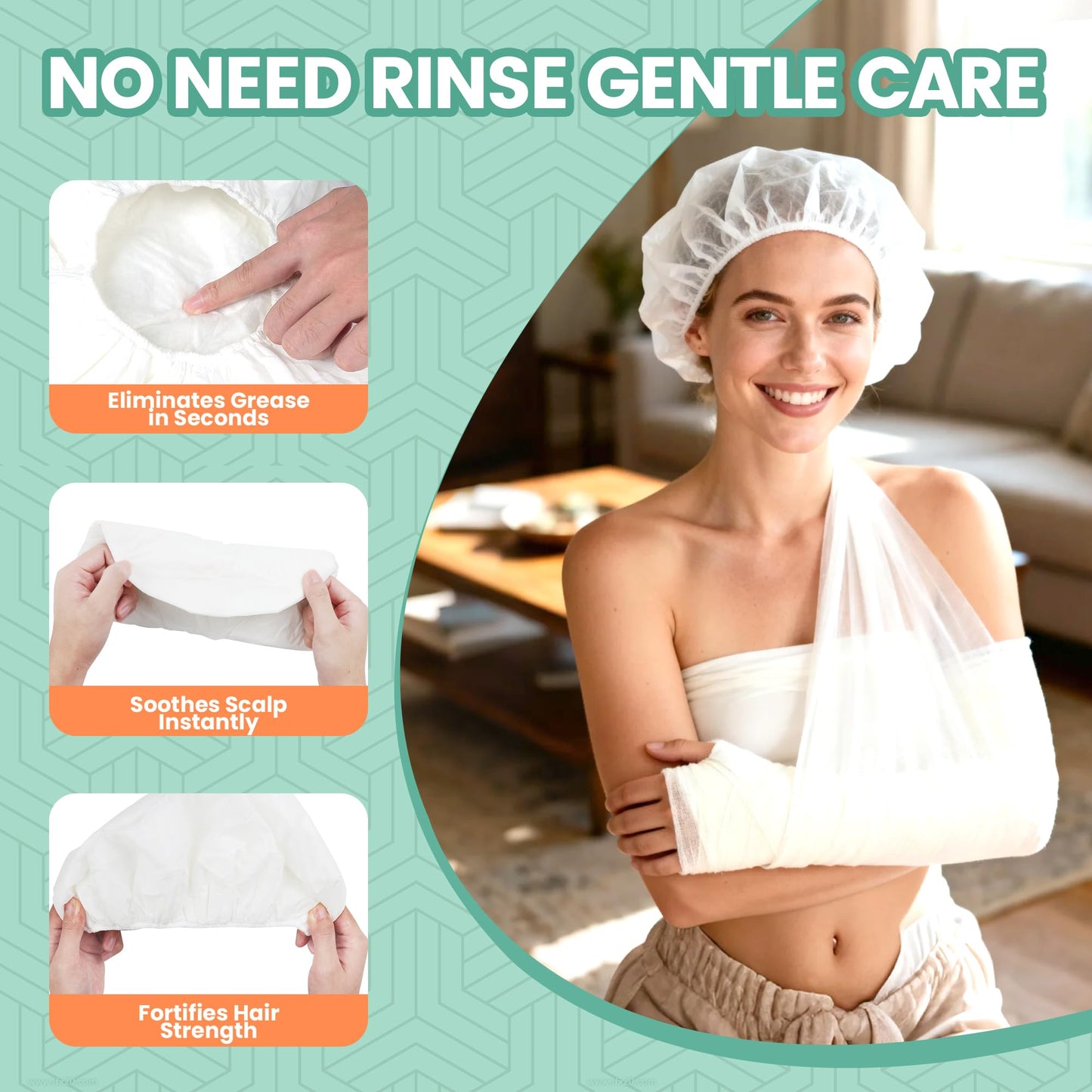 Shampoo Caps No Need Rinse for Bedridden, Post Surgery Patients, Rinse-free Hair Wash Caps for Elderly, Hospital Inpatients, No Need Rinse Shampoo Cap for Temp Mobility-Impaired Camping Enthusiasts 8P