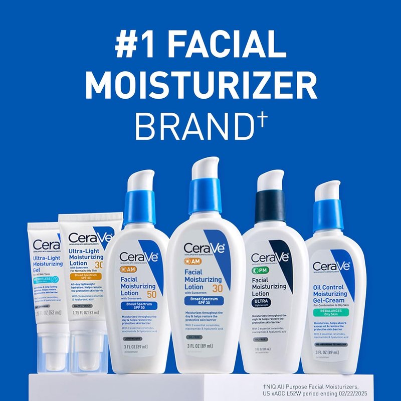 CeraVe AM Facial Moisturizing Lotion - Oil-Free SPF 30 with Hyaluronic Acid & Niacinamide | 3 Ounce