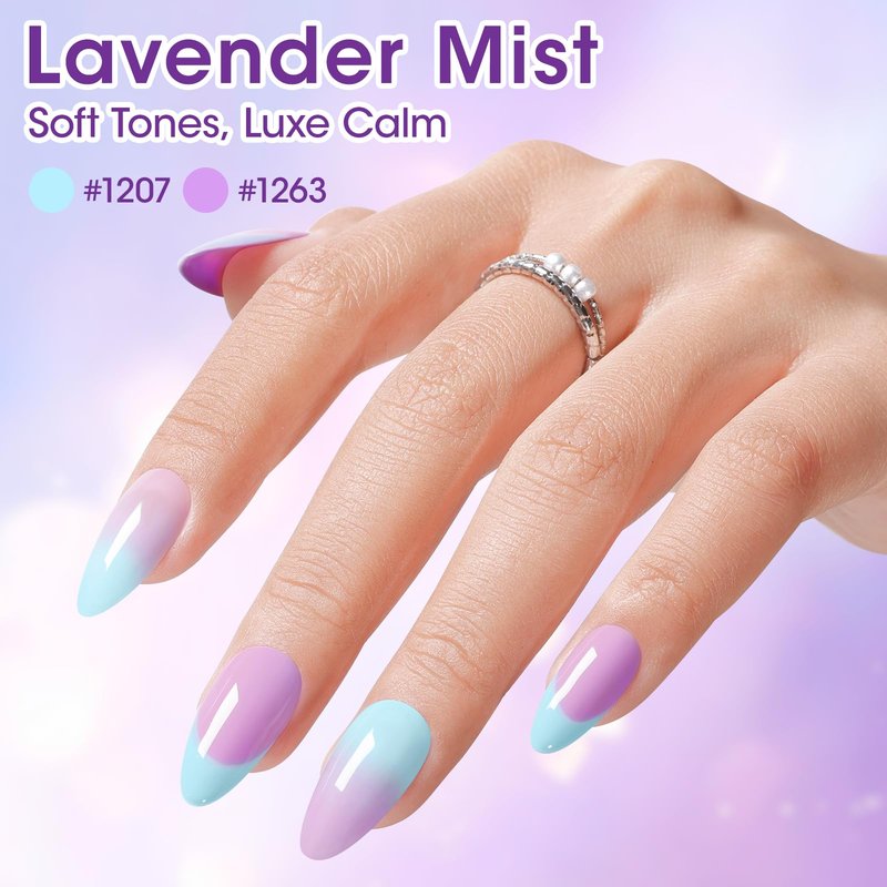 GELLEN Gel Polish Set, 6 Colors Purple Blue Gel Nail Polish Set, Lavender DarkBlue Periwinkle Nail Gel Colors Soak Off UV LED Lamp Cured for Nail Art Manicure DIY at Home, Violet to Blue