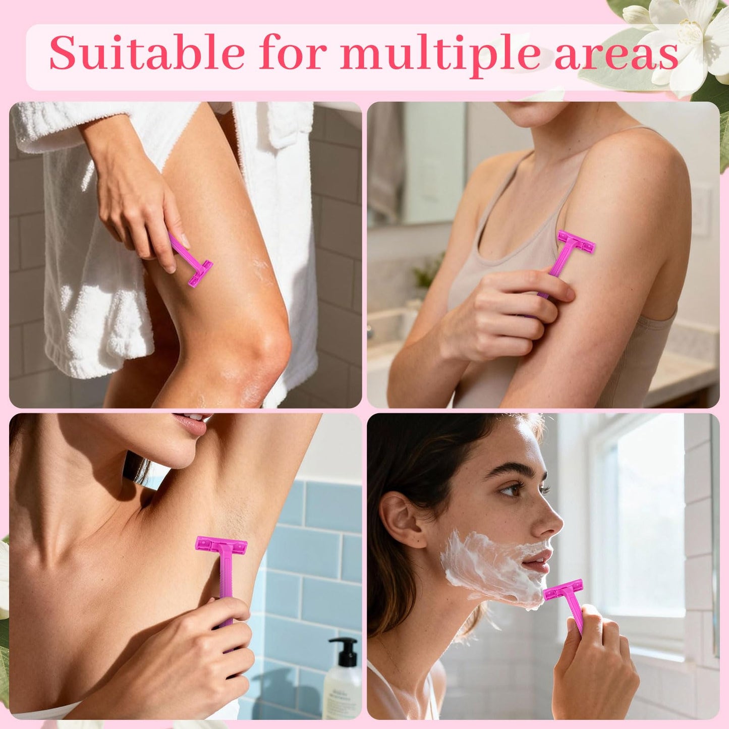 Women's Disposable Razors Individually Wrapped and Womens Shaving Cream Bulk Travel,Twin Blade,Disposable Razors Women Bulk with Clear Safety Cap Care Dry Skin 0.53oz Shave Gel for Travel Guests
