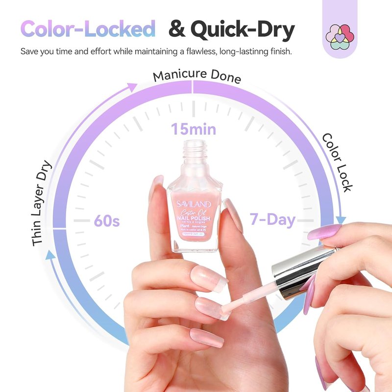 SAVILAND Nail Polish Set - 6 Summer Shimmer Colors | Quick Dry, Long Lasting DIY Manicure