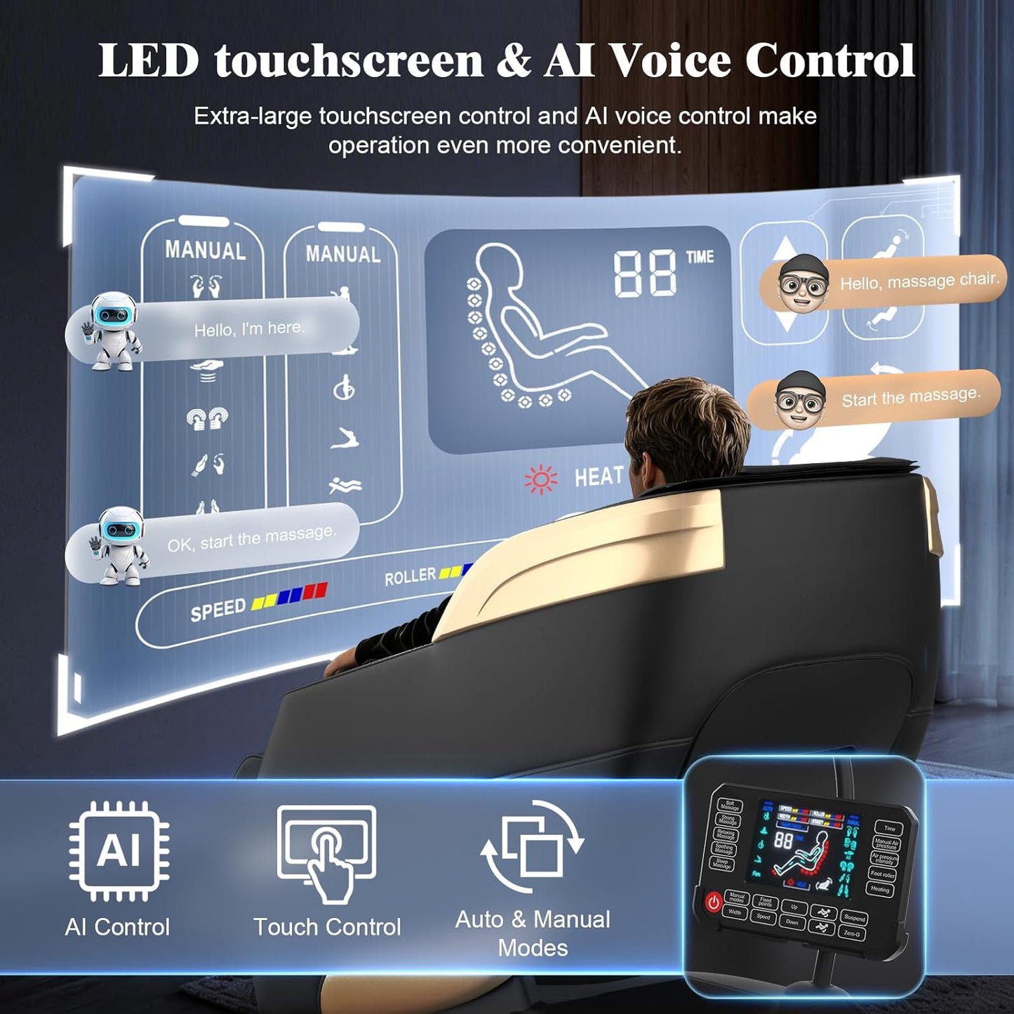 YONISEE 4D Massage Chair - Full Body Shiatsu Recliner with AI Control, Heating & Bluetooth | Zero Gravity SL-Track Design