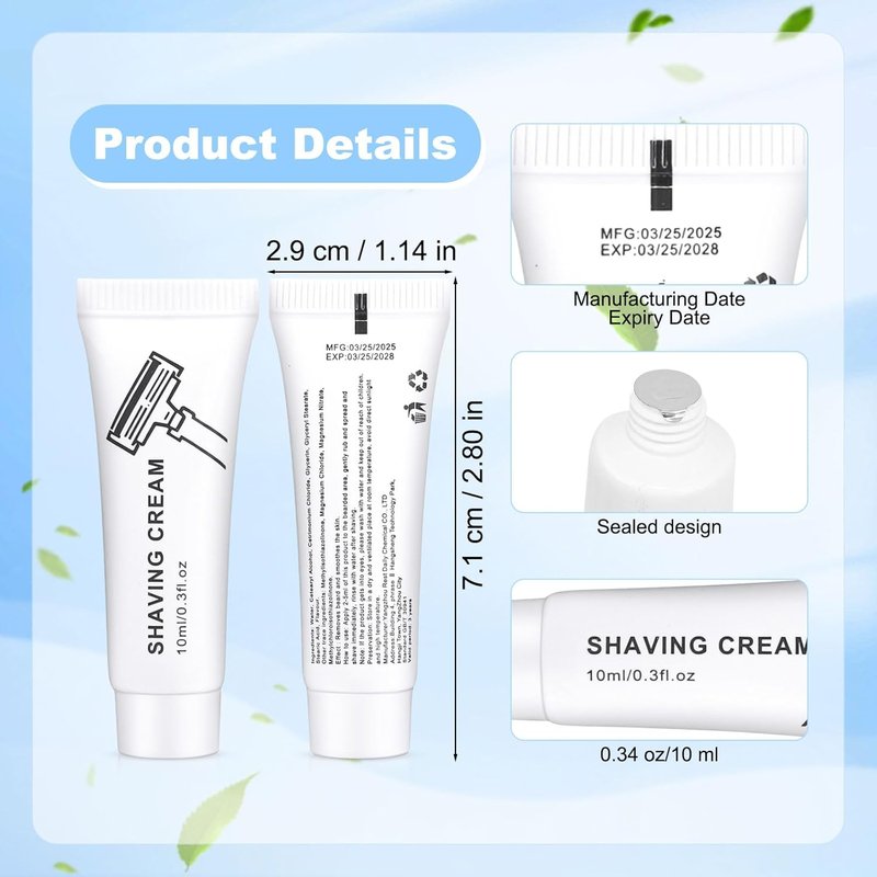 Regine Switzerland Shaving Cream - Travel-Size 10ml | Individually Packaged for Home & On-the-Go (100-Pack)