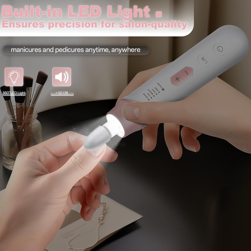 Electric Nail File Drill, Cordless 2000 mAh Rechargeable Nail Filer Electric, Portable Nail Dril Machine Drill for Nails Acrylic Manicure and Thick Toenails Buffer Grinder Care Professional (Pink)