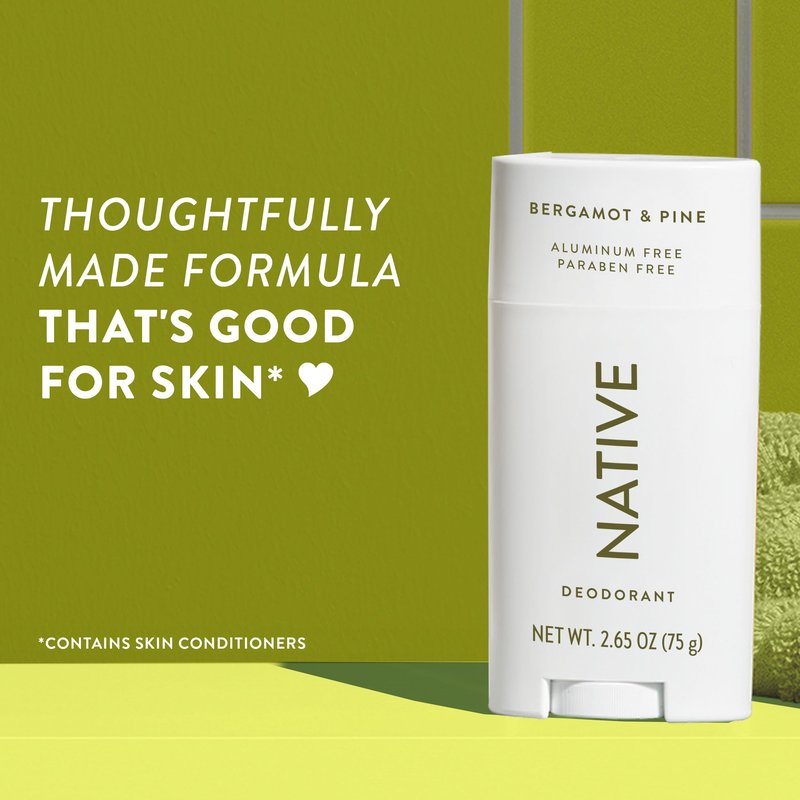 Native Deodorant Contains Naturally Derived Ingredients, 72 Hour Odor Control, Deodorant for Women and Men, Aluminum Free, Bergamot & Pine 2.65oz