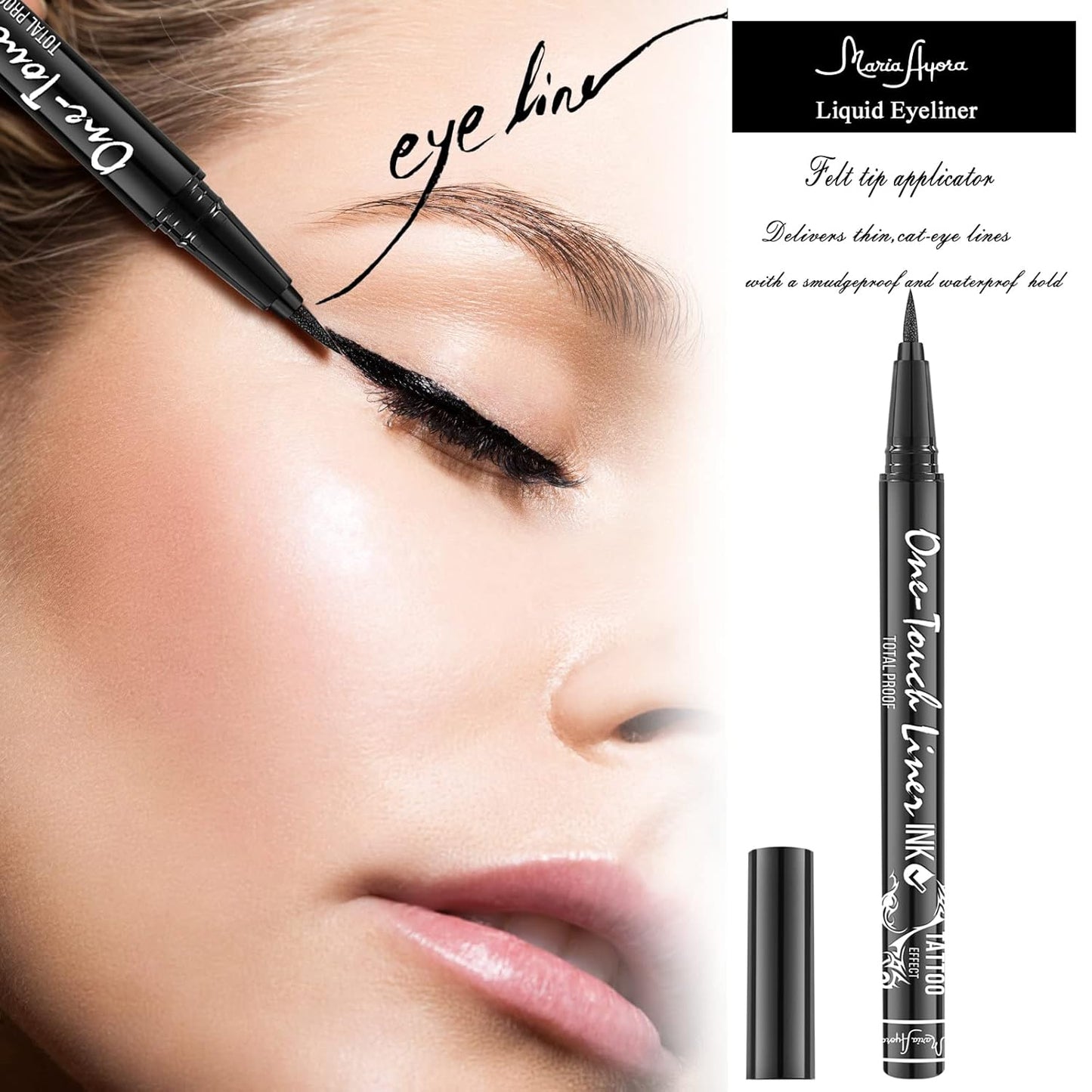 Vegan Hypoallergenic Liquid Eyeliner Pens - Triple Pack | Quick Dry, Waterproof, Smudgeproof, Classic Black