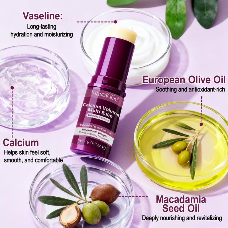 liiutry Calcium Multi Balm, 2-Pack Intensive Repair Cream & Collagen Moisturizing Stick, Anti-Aging Face Cream for Wrinkles, Firming & Hydrating for Eyes, Neck, Face, 9g