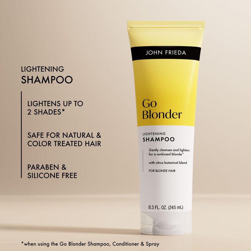 John Frieda Go Blonder Blonde Brightening Shampoo for Blonde Hair, Gradual Lightening & Shine, 8.3 Fl Oz