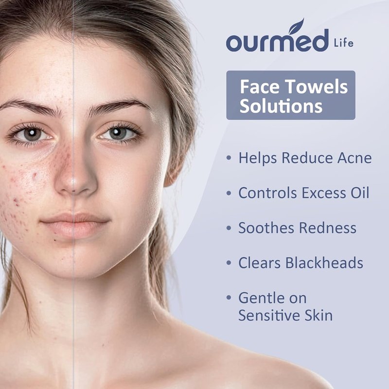 Ourmed Life Disposable Biodegradable Face Towels - Lint-Free, Gentle for Sensitive Skin | 100 Count