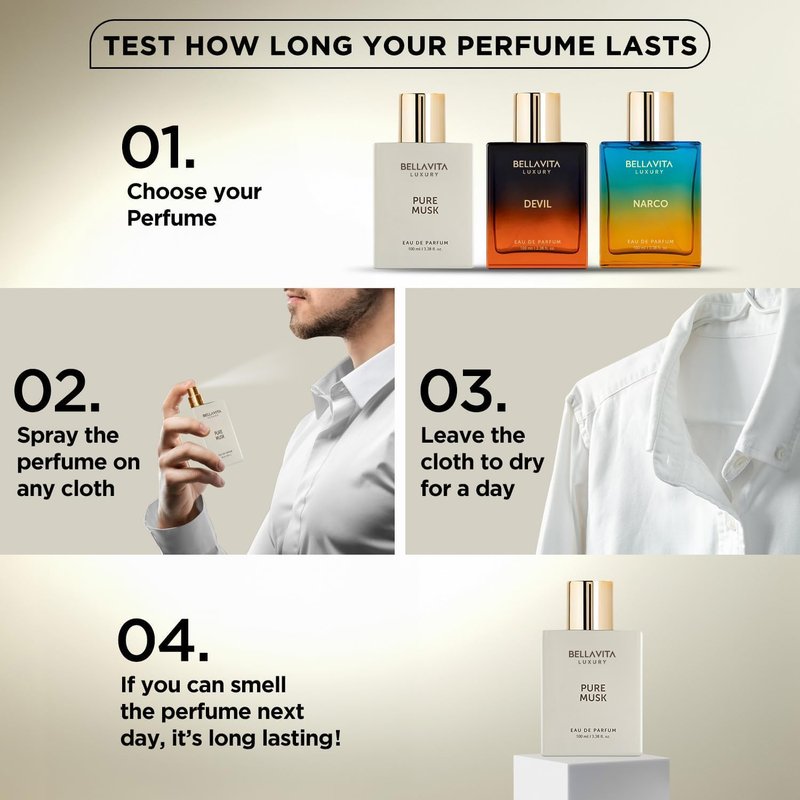 Bellavita Luxury Pure Musk Eau de Parfum - Long Lasting Unisex Fragrance | 100 ml | Floral & Woody Notes