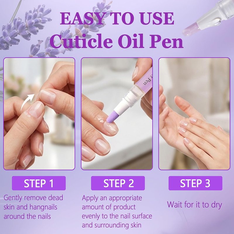 2PCS 2-in-1 Ceramic Cuticle Oil Pusher Pen - Moisturizing Nail Care for Dry & Damaged Nails | Strengthen & Brighten