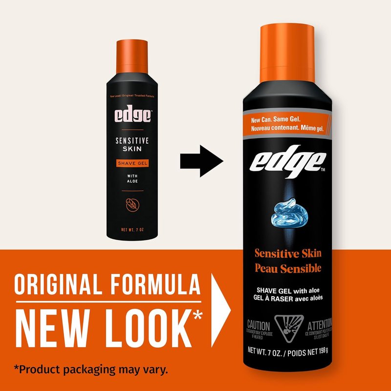 Edge Shaving Gel for Men - Sensitive Skin Formula with Aloe | Moisturizes & Soothes (6 Pack)