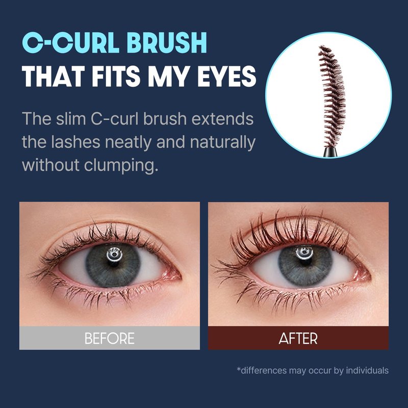 COSNORI Perfect Setting Waterproof Mascara Long & Curl – Natural Defined Lashes with Long-Lasting Curl Hold, Smudge-Proof & Clump-Free K-Beauty Mascara, 0.24 fl. oz.