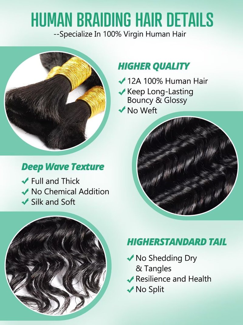 160g 5 Bundles 99j Red Burgundy Human Braiding Hair 18 Inch Deep Water Wave Bulk Human Hair for Braiding No Weft 12A Brazilian Virgin Curly Human Hair Extensions for Boho Braids