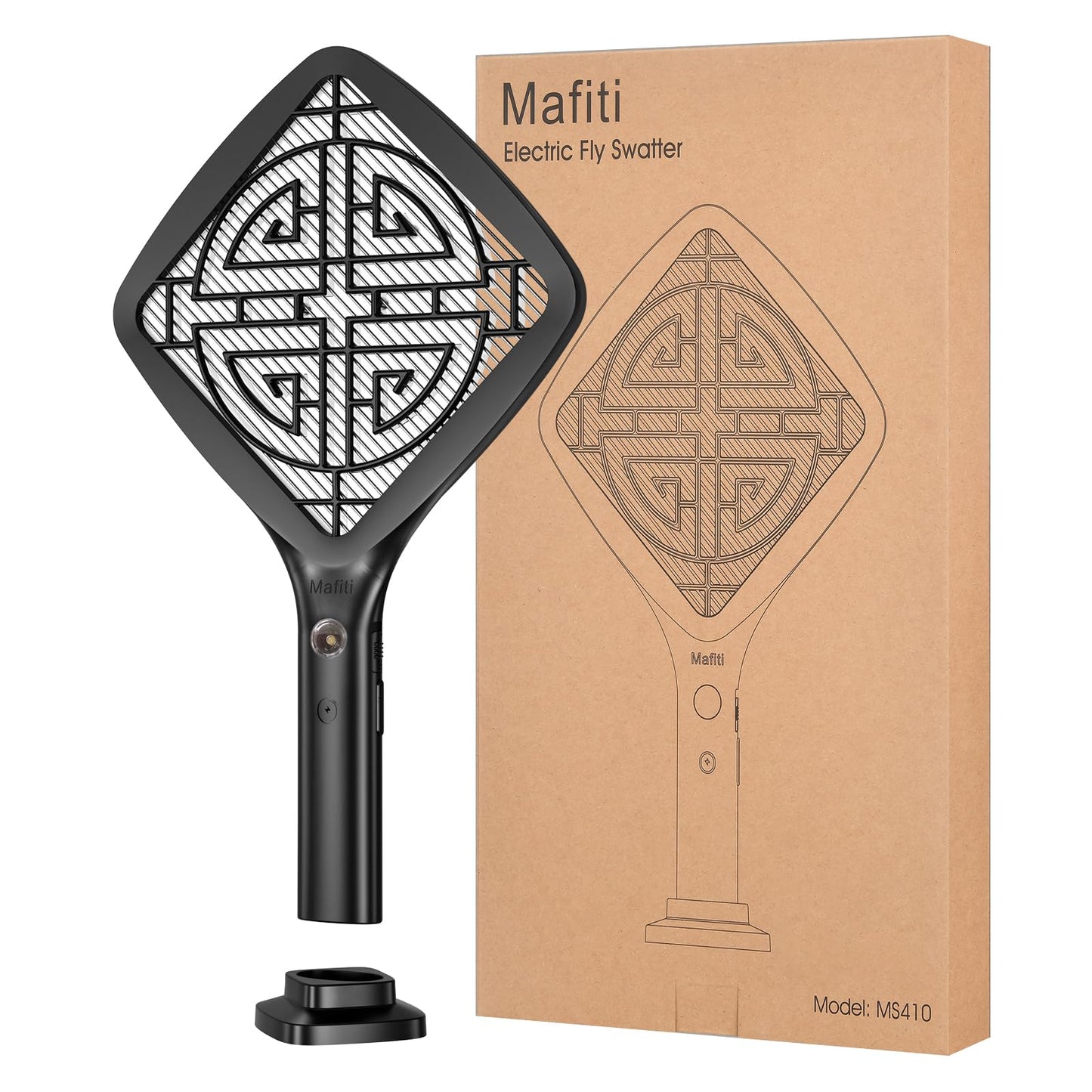 Mafiti Bug Zapper 3000V Mini Electric Fly Swatter with LED Light,Bug Zapper Indoor with Safety Grid for Home,Kitchen&Outdoor Camping-AA Battery Powered (not incl.)
