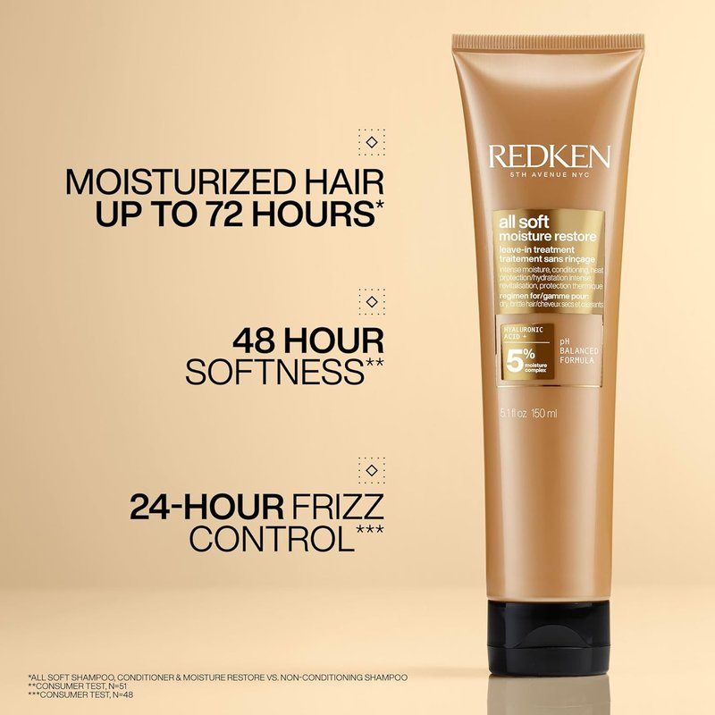 Redken All Soft Leave-In Treatment - Moisture Restore for Dry, Brittle Hair | Humidity & Frizz Protection