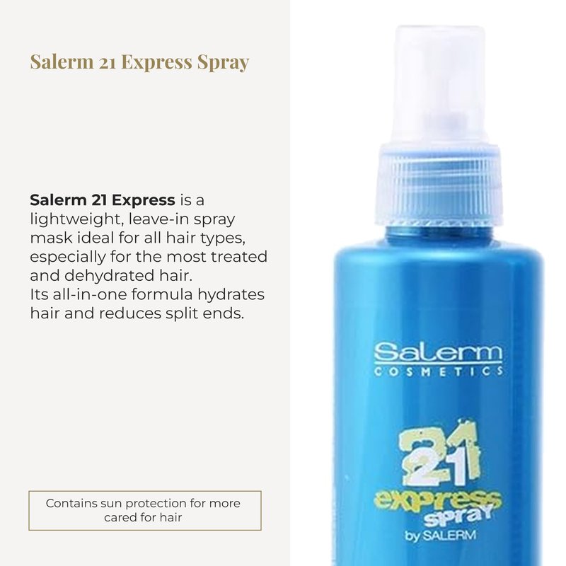 SALERM - Leave-In Mask 21 Express Spray - 190 ml - with Silk Protein - Repairs Damaged Hair - Hydrates Hair - with Heat Protector for Hair - Frizz Control