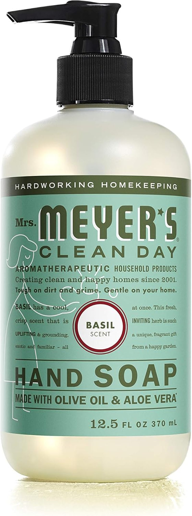Mrs. Meyer's Clean Day Hand Soap - Basil Scented with Essential Oils | 12.5 Fl. Oz Bottle