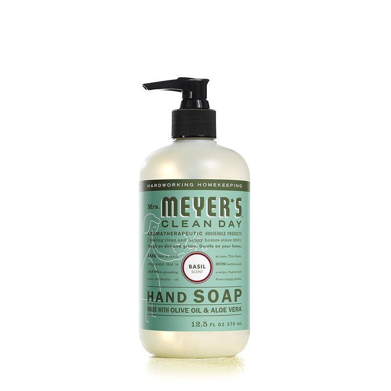 Mrs. Meyer's Clean Day Liquid Hand Soap - Cruelty-Free Basil Scent with Essential Oils, 12.5 oz | Pack of 6