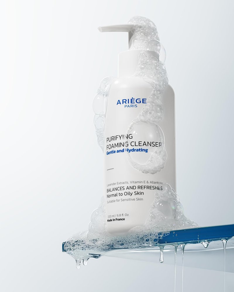 ARIÈGE PARIS Purifying Cleanser – Gentle Foaming Face Wash, Deep Cleansing Without Stripping, Balancing & Hydrating for Normal/Oily Skin, Lavender + Allantoin + Vitamin E