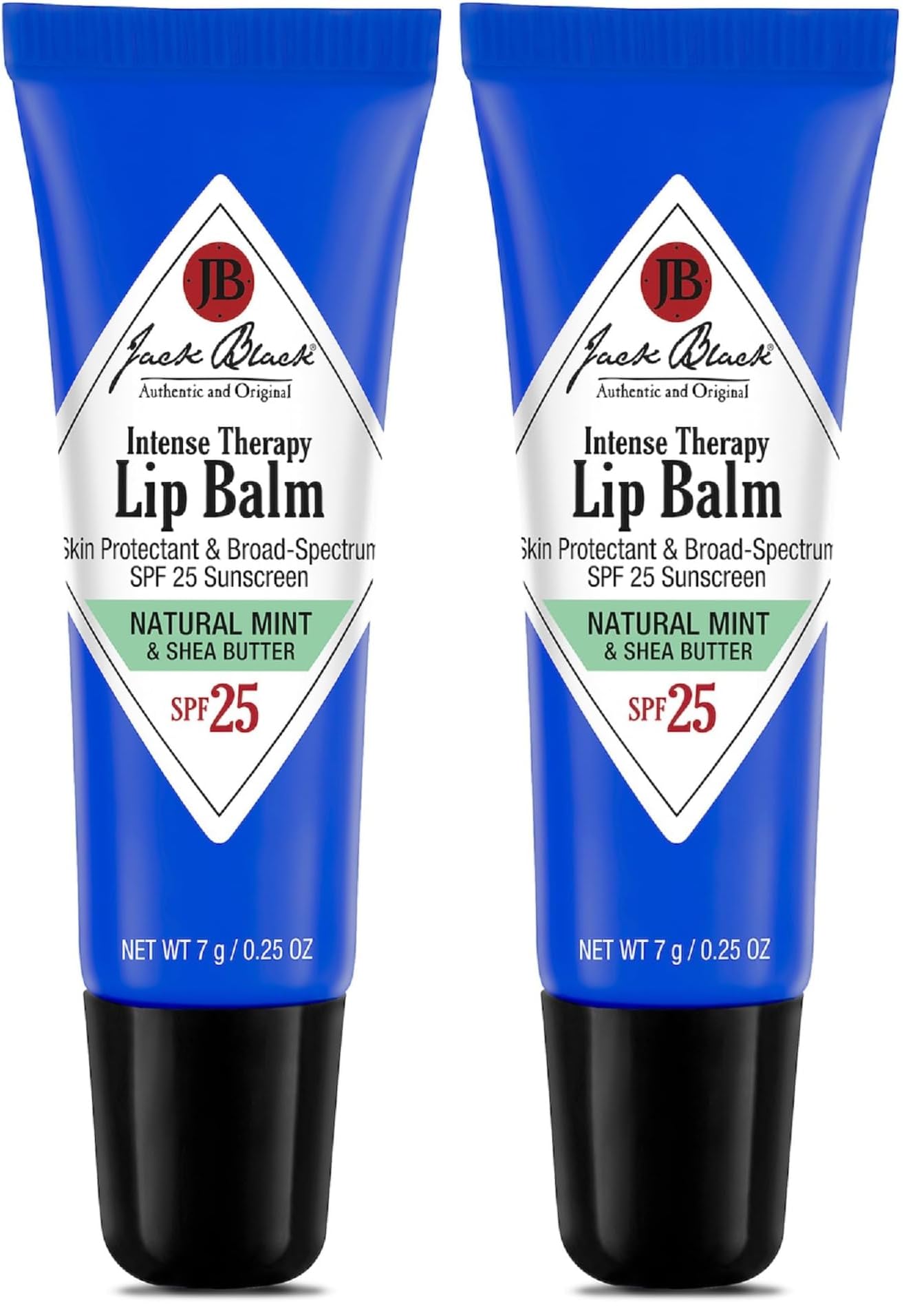 Jack Black Intense Therapy Lip Balm,0.25-Oz. – Natural Mint & Shea Butter,SPF 25 Sun Protection,Lip Moisturizer,Hydrating-Lip Balm with SPF,Long Lasting Treatment,(Pack of 2)