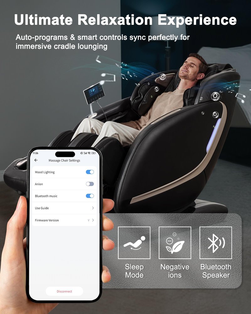 EASPEARL Massage Chair Full Body,53.15in SL-Track,Zero Gravity Massage Chair with Heat, Auto Footrest,OTA Upgraded 24 Auto Modes,LCD Screen,36 Airbags, Bluetooth&APP Control, Shiatsu&Thai Stretch