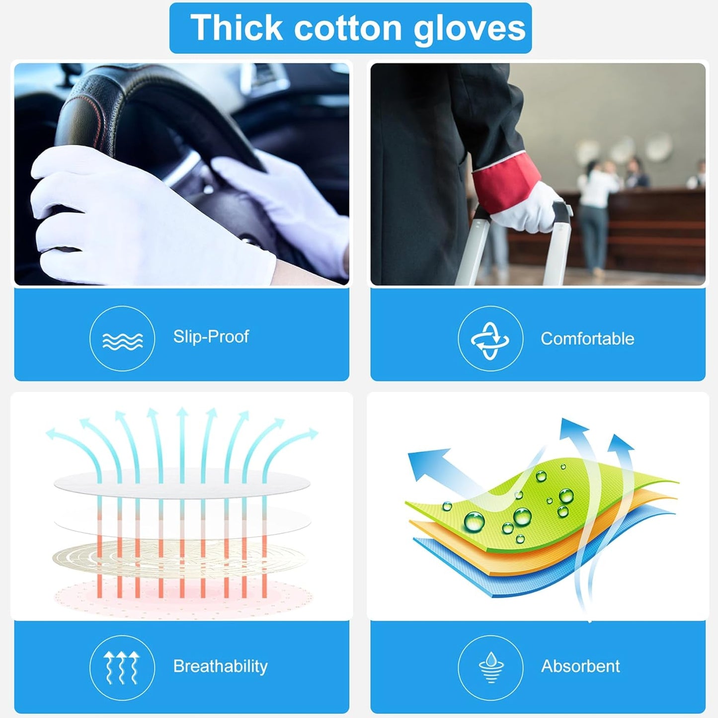 Skiennix Moisturizing Gloves - 5 Pairs of Washable Cotton Gloves for Dry Hands & Eczema Relief