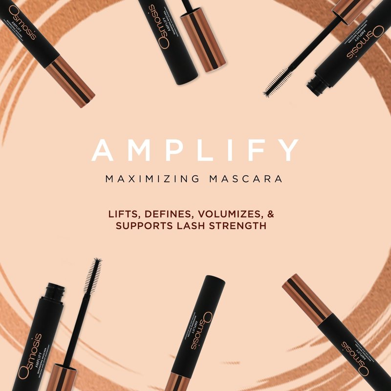 Osmosis AMPLIFY Maximizing Mascara, Volumizing & Lengthening, Clump-Free, Stronger-Looking Lashes Black, 0.34 fl oz
