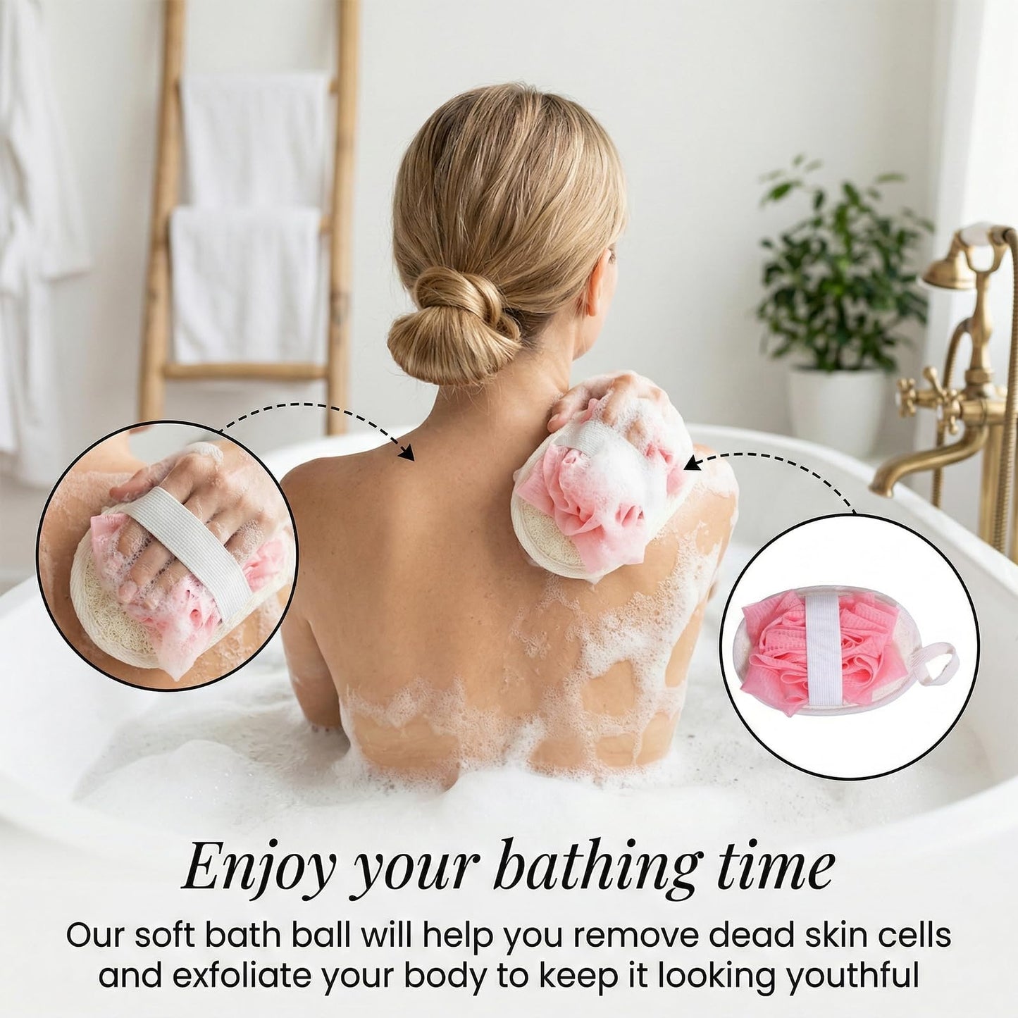 ElevateTech Natural Loofah Sponge Loofah Exfoliating Facial Scrubber BathLoofah for Women Men Shower Scrubber for Body Perfect for Exfoliation Cleansing Made of Natural Luffa and Terry Cloth