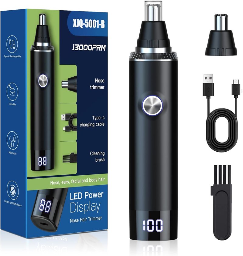 Skiennix Ear and Nose Hair Trimmer - Professional Painless USB Rechargeable Tool with Dual-Edge Blades