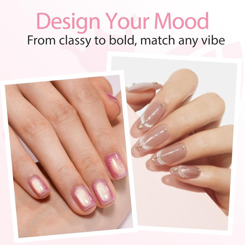 Modelones Cat Eye Gel Polish - 8-in-1 Magnetic Nail Art Tool with Steel Ball & Multi-Effect Magnets
