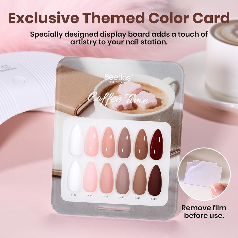 Beetles Nude Gel Polish Set - 6 Colors Neutral Pink & Brown | 15ML Soak Off UV LED Nail Kit for Long-Lasting Glossy Finish
