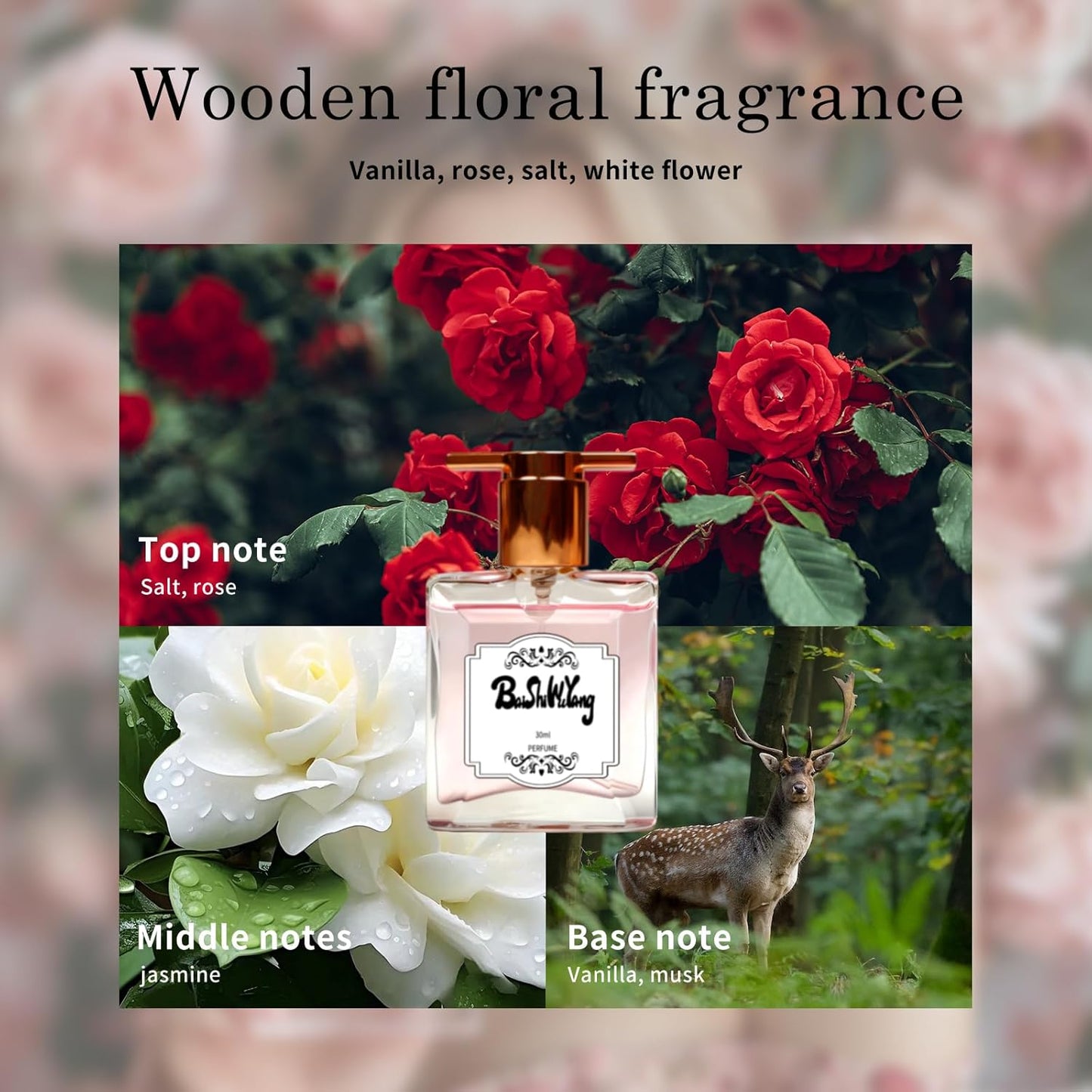 Woody Floral Women's Perfume - Long-Lasting Eau de Parfum with Rose, Jasmine & Salted Vanilla | 25ml / 0.85fl oz