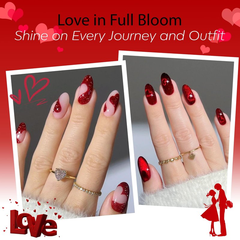modelones Red Gel Nail Polish Set 6 Colors Burgundy Cherry Dark Red Cat Eye Glitter Color Changing 2026 Mother Day Hema&TPO Free Gel Polish Kit with Magnet Soak Off Nail Art DIY Gifts