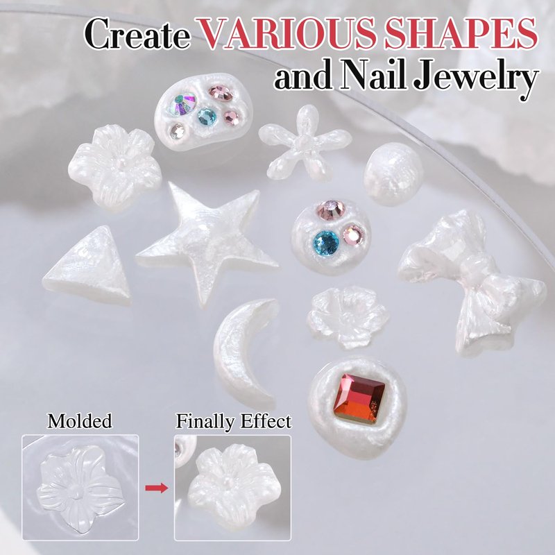 Double Rhythm 3D Nail Gel Pearl Solid Sculpting Gel for Nail Art Non-Sticky Hard Gel for Building Carving Molding Nail Extension Soak Off UV/LED Nail Art Salon Home DIY 0.5 Oz (Silver-Silk 01)