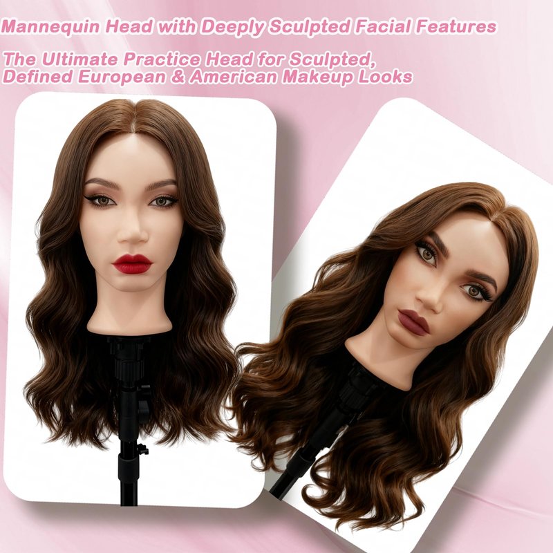 Mannequin Head with 80% Real Human Hair, Beauty star 26" Cosmetology Manikin Head, Doll Head for Hair Styling to Practice on, Hairdressing Training Braiding Heads with Clamp Stand Holder Kit