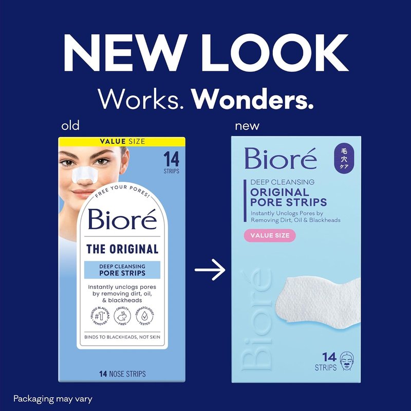 Bioré Blackhead Remover Strips - Deep Cleansing Nose Strips with C-Bond Technology | Oil-Free, 14 Count