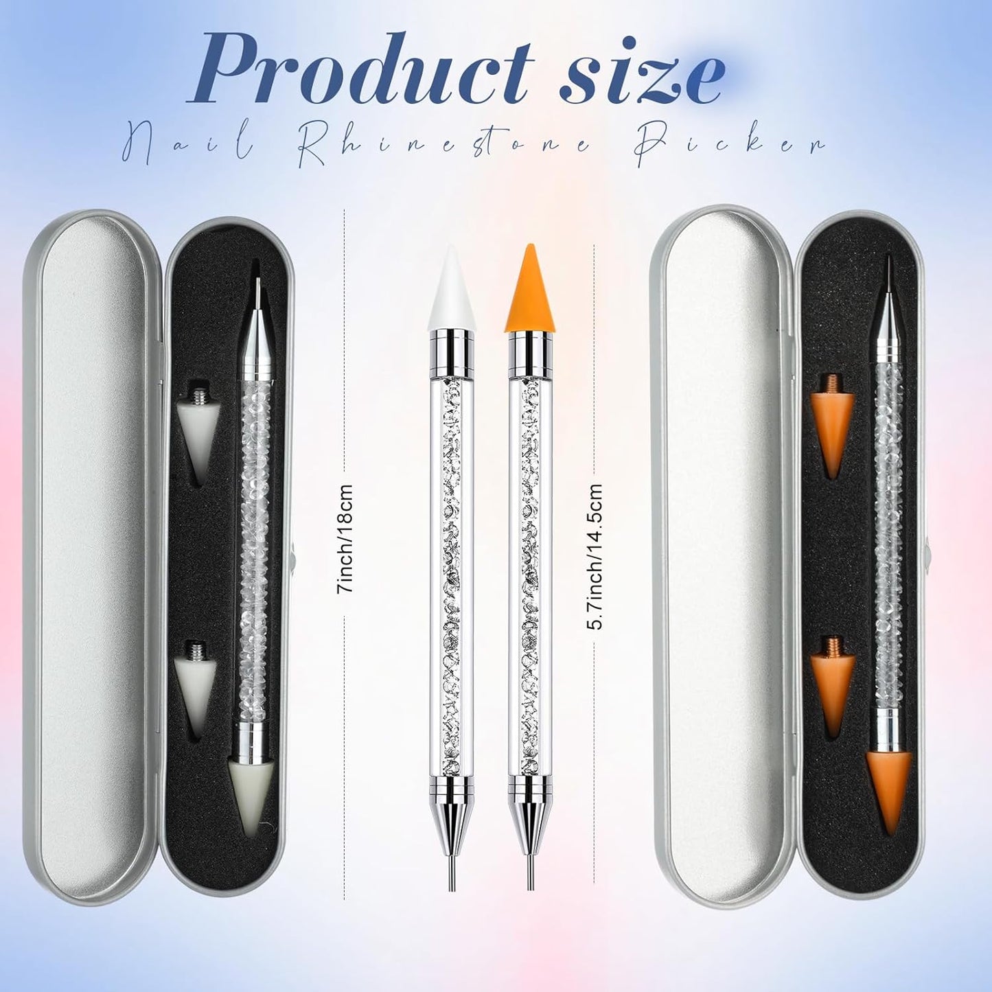 Tatuo Dual-Ended Rhinestone Picker Pen - Crystal Beads Handle for Nail Art & DIY Decoration (White)