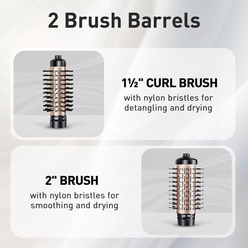 Beautimeter Hair Dryer Brush - 3-in-1 Rotating Blow Dryer Styler with 2-Inch & 1.5-Inch Brushes