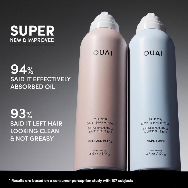 OUAI Super Travel Size Dry Shampoo - Volumizing Formula Absorbs Oil & Sweat - Zero Residue, Long-Lasting Scent - Melrose Place (2 oz)