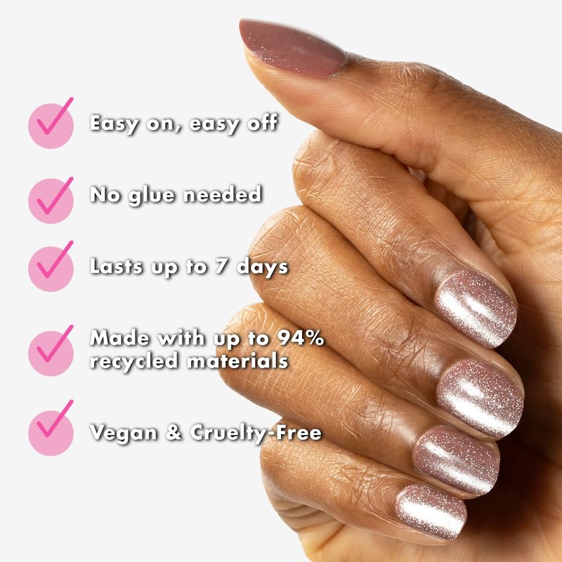 Olive & June Effects Super Stick Mani Press On Nails | Extra Short Round | No Glue Needed | 32 Tab Nails in 16 Sizes | Non-Toxic Tabs | Easy On-Off Non-Damaging Real Look | 7-Day Wear | Shacket Velvet