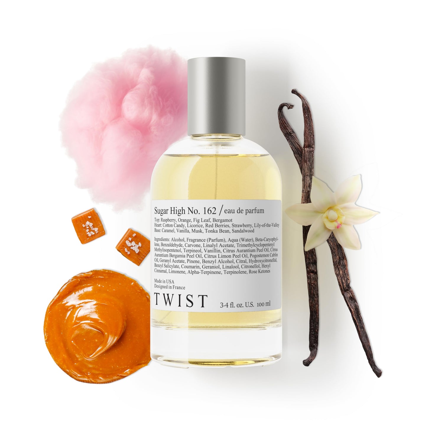 Twist Sugar High No. 162 - Inspired by Pink Sugar, Long-Lasting Perfume for Women, Vegan, Clean Ingredients, Sweet Cotton Candy & Vanilla – Spray 100 ml | 3.4 fl. oz.