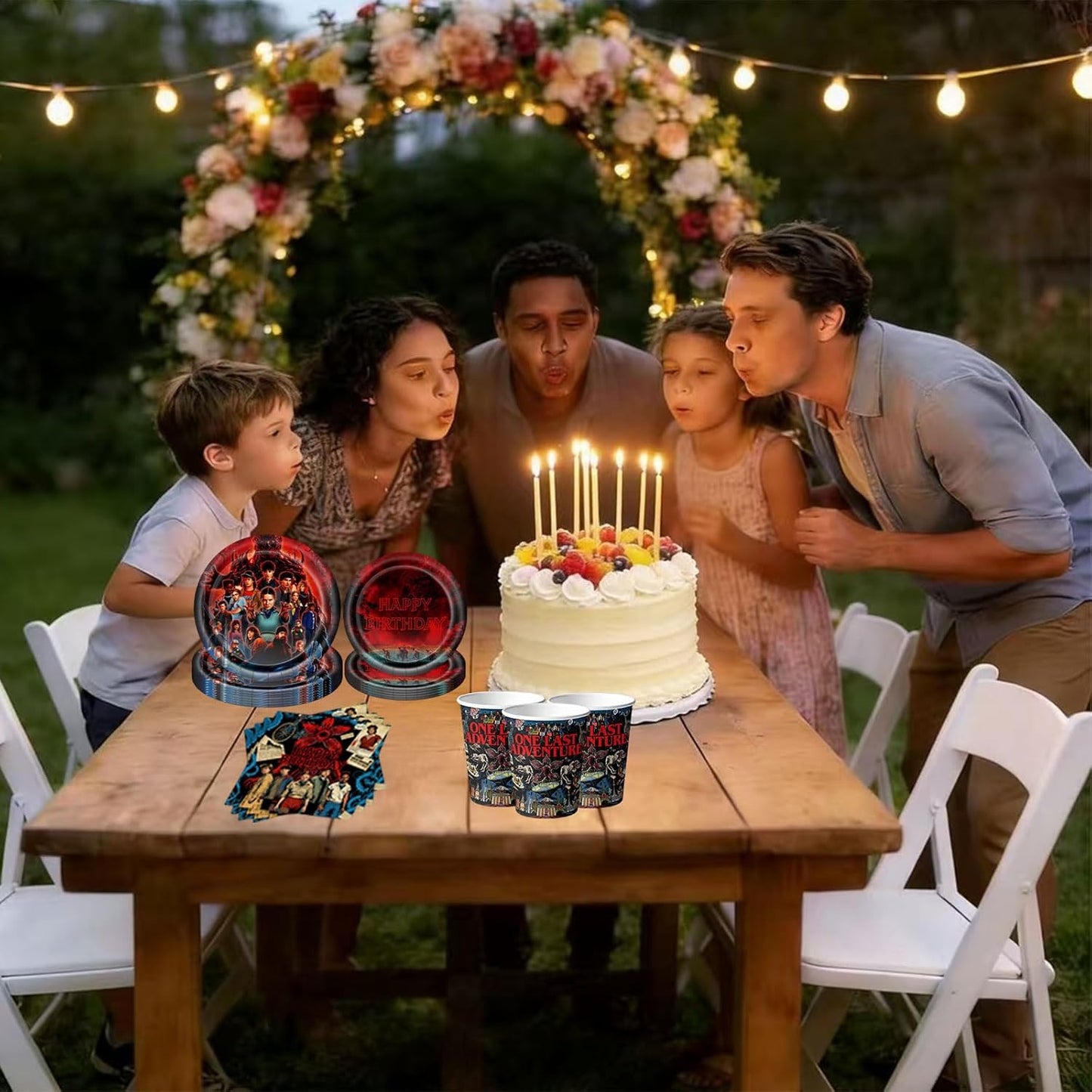 Stranger Things | 50-Piece TV Party Tableware Set - Movie Theme Birthday Supplies with Plates, Napkins & Cups