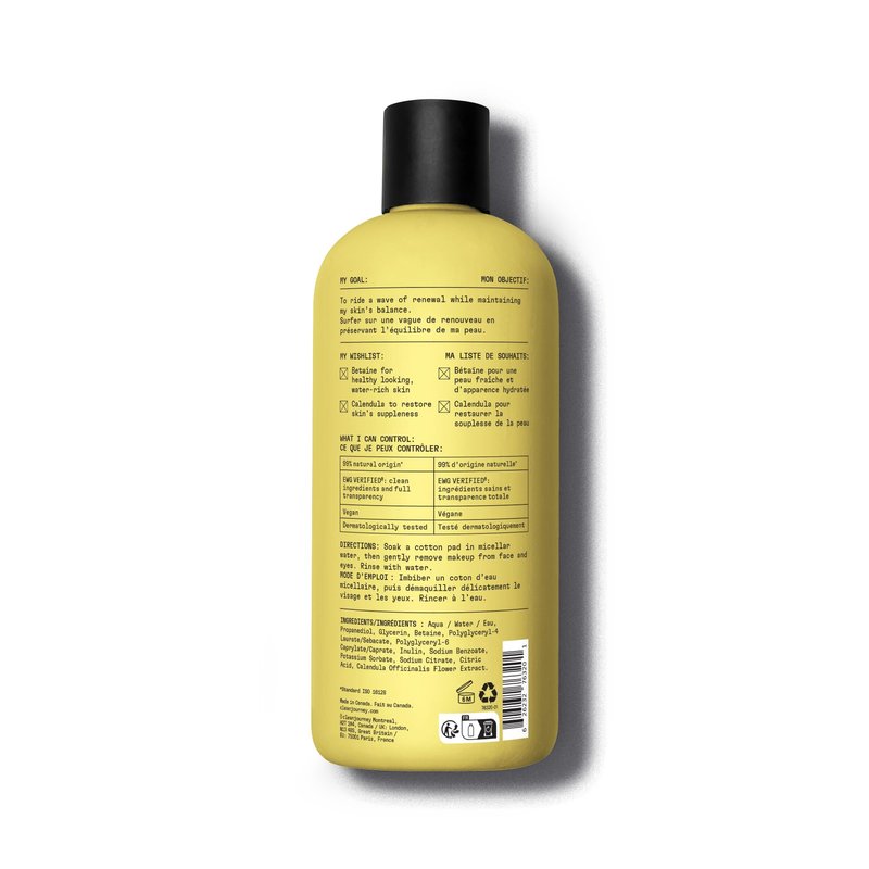 cleanjourney Micellar Water Makeup Remover, with Betaine for Hydratation, Fragrance Free Cleansing Water, Dermatologically Tested, Natural Origin, EWG Verified, Vegan, 14 Fl Oz