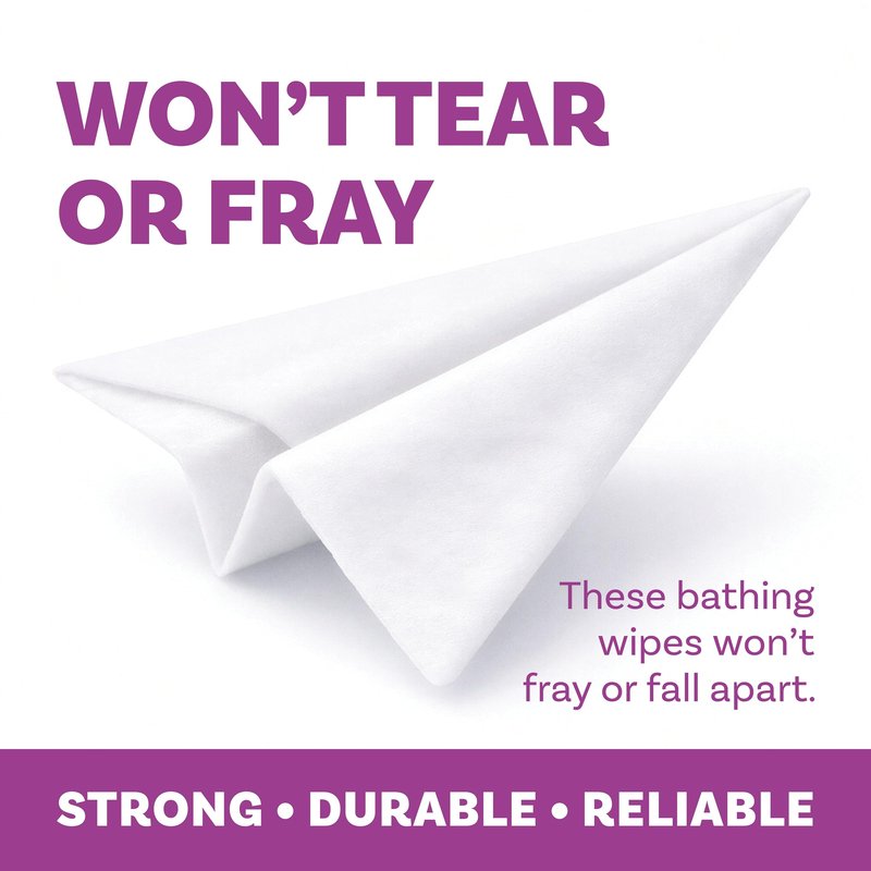 Extra Large Bath Wipes for Adults Bathing No Rinse - 40 Ultra Thick Disposable Body Cleansing Wipes for Men, Women & Elderly - Great for Gym, Camping, Post Surgery - Lavender