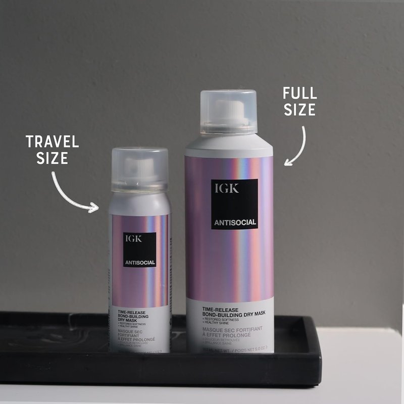 IGK Antisocial Dry Hair Mask - Leave-In Overnight Treatment for Dry Hair | Hydrates, Repairs & Softens | Full & Travel Size