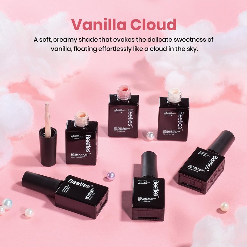 Beetles Nude Pink Gel Polish - 6 Colors Nude Pink gel polish Set Summer Light Colors Soak Off Nail Art Manicure Salon Uv Led DIY at Home Vanilla Cloud Collection